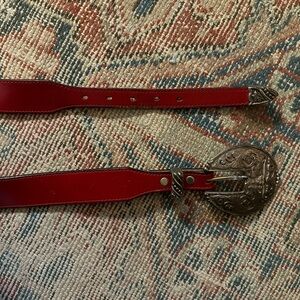 Vintage red leather cowboy belt
